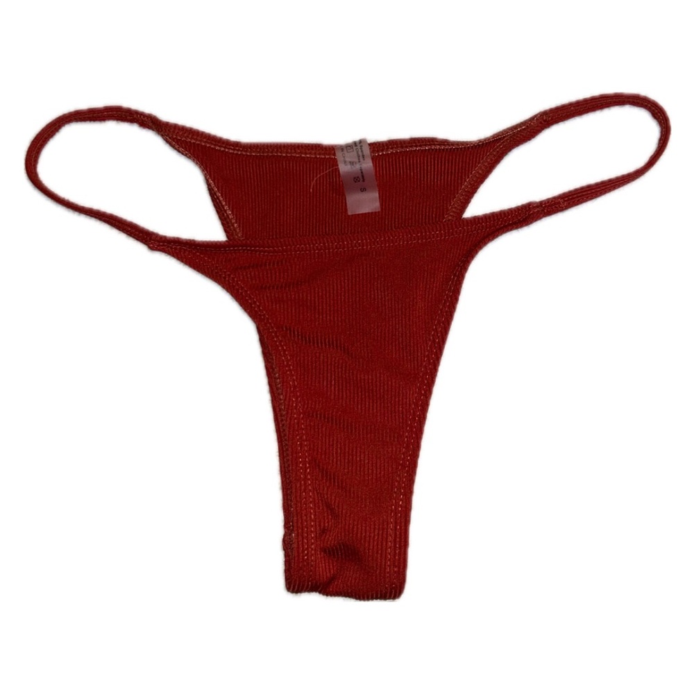 Zaful Ribbed Thong Bikini Bottoms (S)